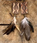 Tooled Leather Earring-Aztec-White
