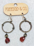 Banjara Antiqued Ring Earrings with Red Jasper Stone