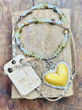 Mustard Metal Heart Pendant Necklace