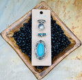 Brushed Silver & Turquoise Ring Set - Ariel