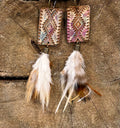 Tooled Leather Earring-Aztec-Rainbow