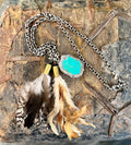 Turquoise Pendant Feather Necklace