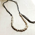 White Turquoise Necklace w/ Side Tie Leather Tassel